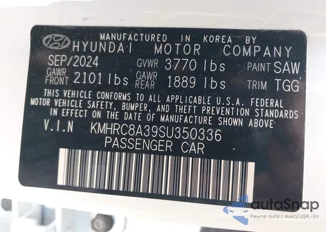 2025 Hyundai Venue Sel из США, поврежденный, VIN KMHRC8A39SU350336